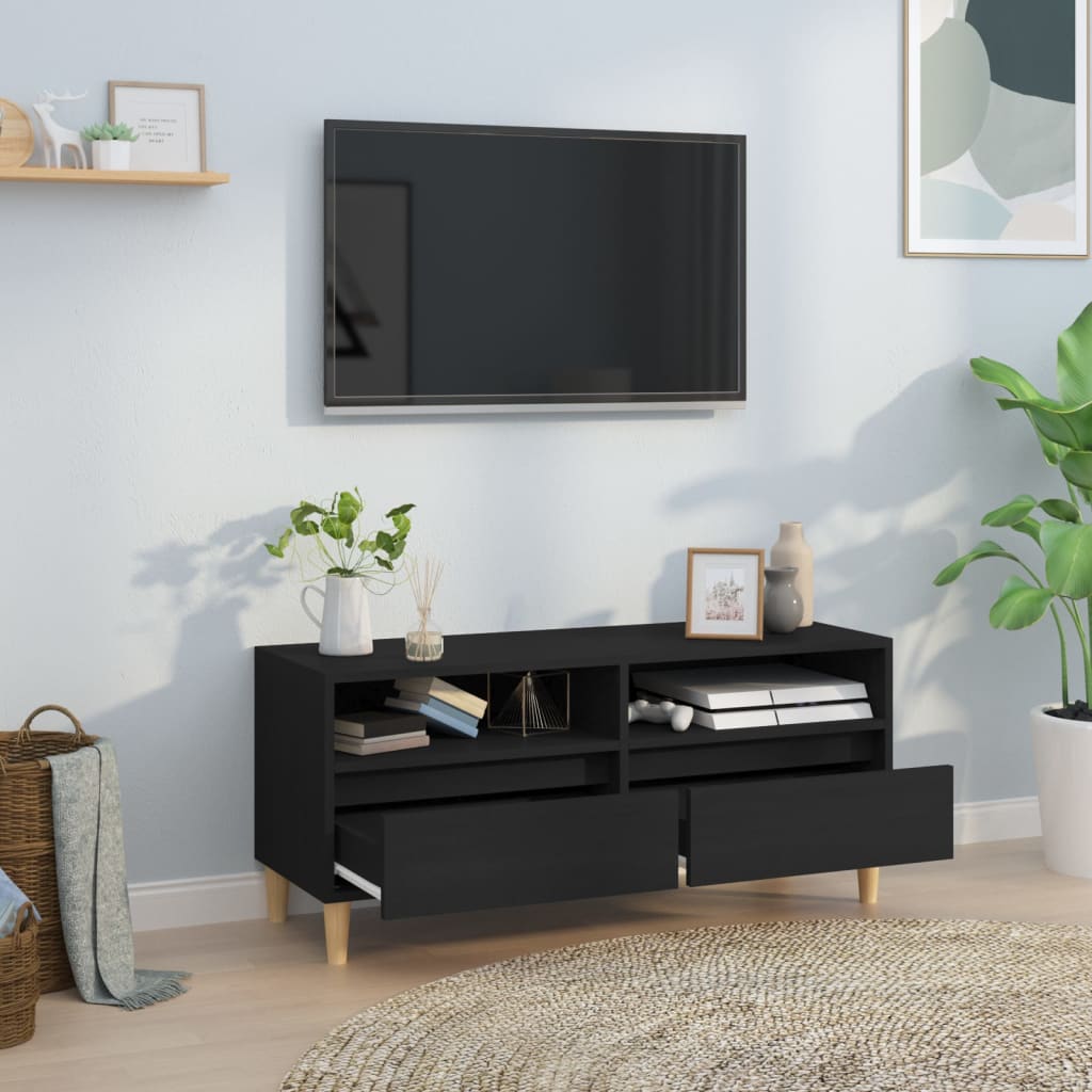 vidaXL fekete szerelt fa TV-szekrény 100 x 34,5 x 44,5 cm