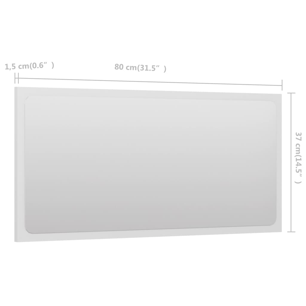 vidaXL fehér forgácslap fürdőszobai tükör 80 x 1,5 x 37 cm