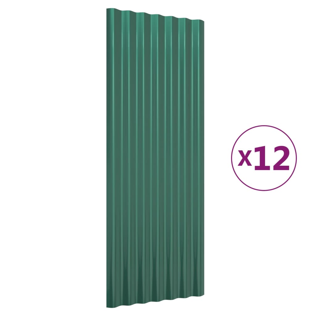 vidaXL 12 db zöld porszórt acél tetőpanel 100 x 36 cm