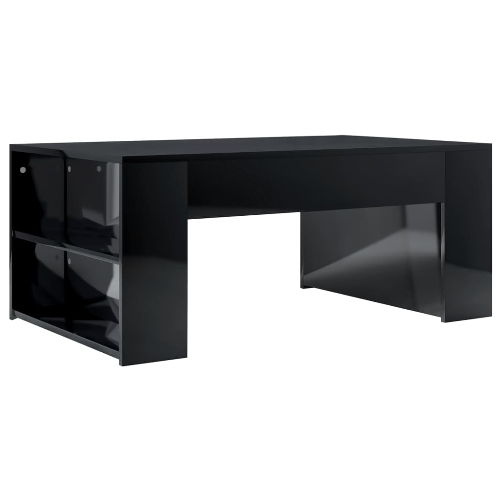 vidaXL magasfényű fekete forgácslap dohányzóasztal 100 x 60 x 42 cm