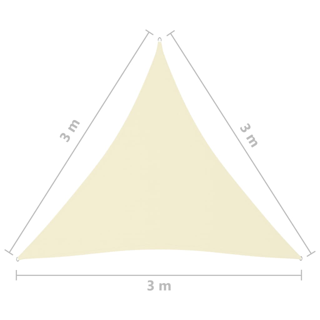 vidaXL krémszínű háromszögű oxford-szövet napvitorla 3 x 3 x 3 m