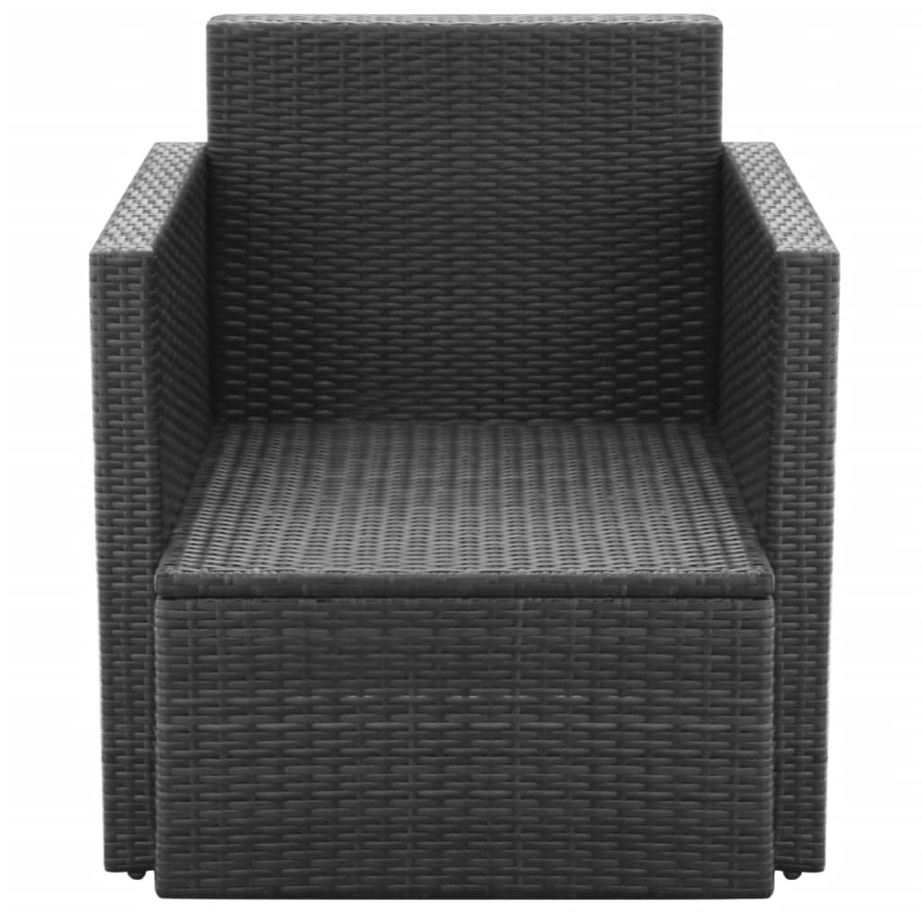 vidaXL fekete polyrattan kerti szék hát- és ülőpárnával