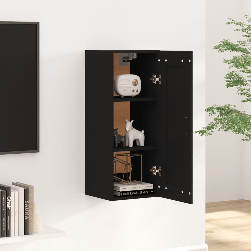 vidaXL fekete szerelt fa faliszekrény 35 x 34 x 90 cm