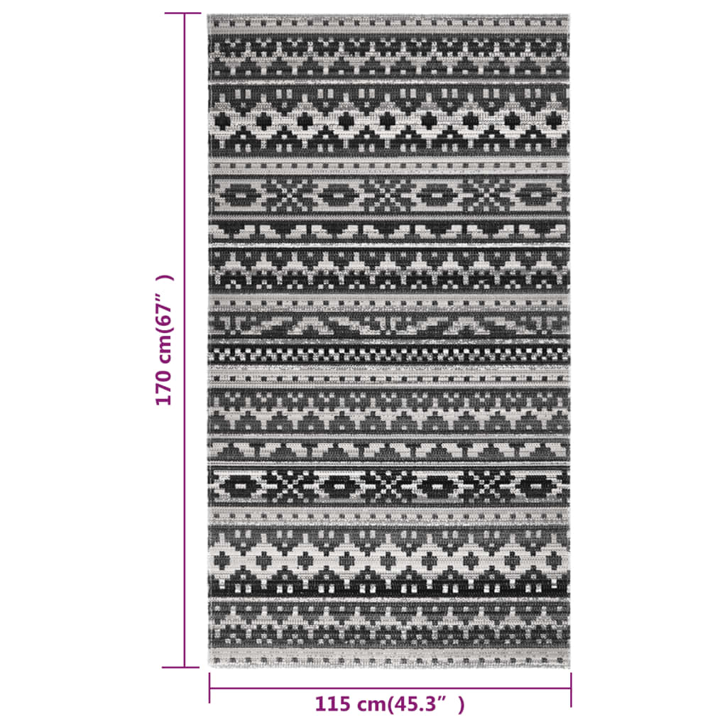 vidaXL sötétszürke lapos szövésű kültéri szőnyeg 115 x 170 cm