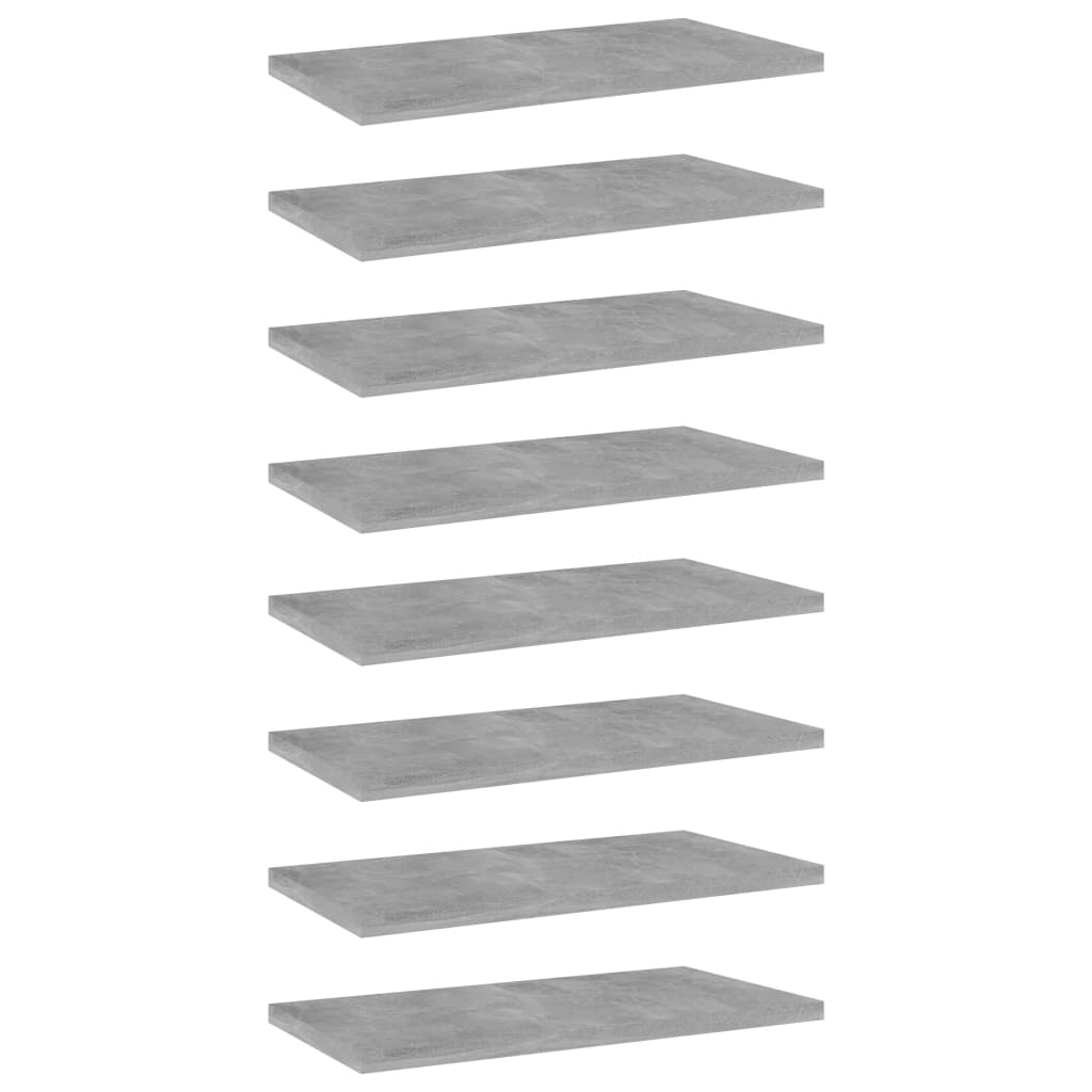 vidaXL 8 db betonszürke forgácslap könyvespolc 40 x 20 x 1,5 cm