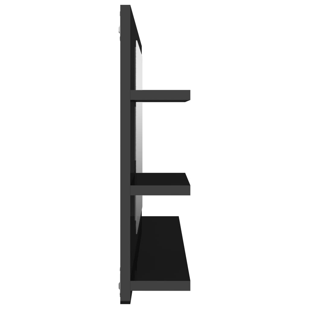 vidaXL magasfényű fekete forgácslap fürdőszobai tükör 90x10,5x45 cm