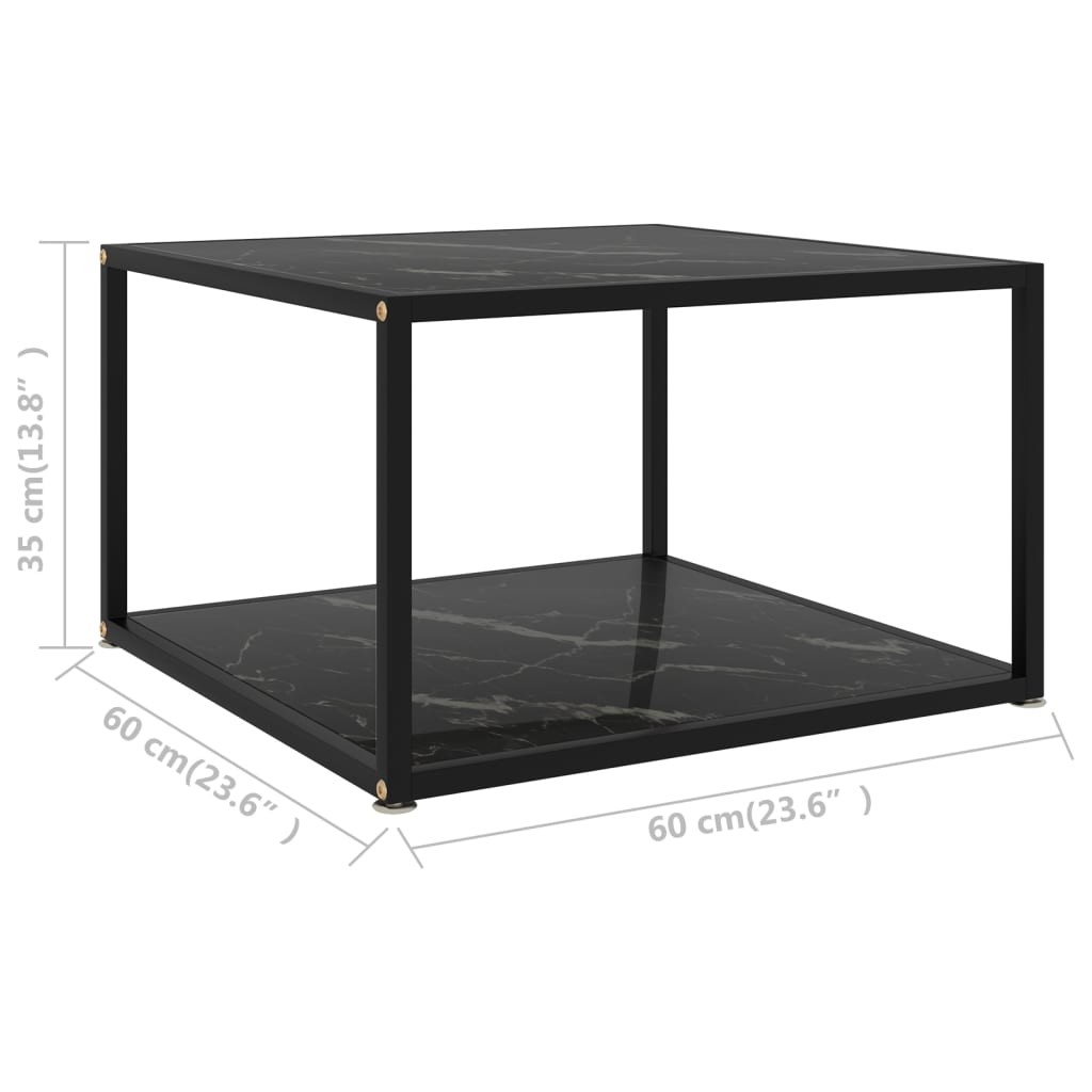 vidaXL fekete edzett üveg dohányzóasztal 60 x 60 x 35 cm