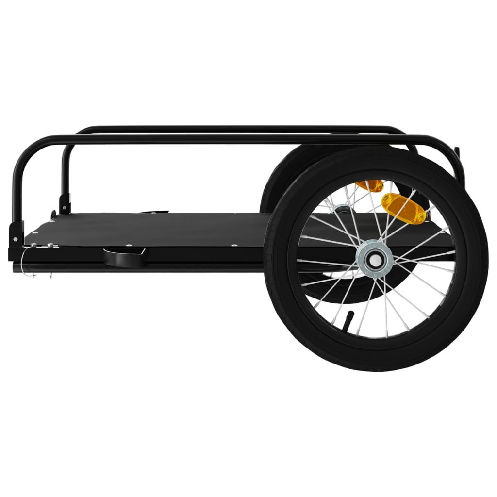 vidaXL fekete vas kerékpár-utánfutó 126 x 63 x 34 cm