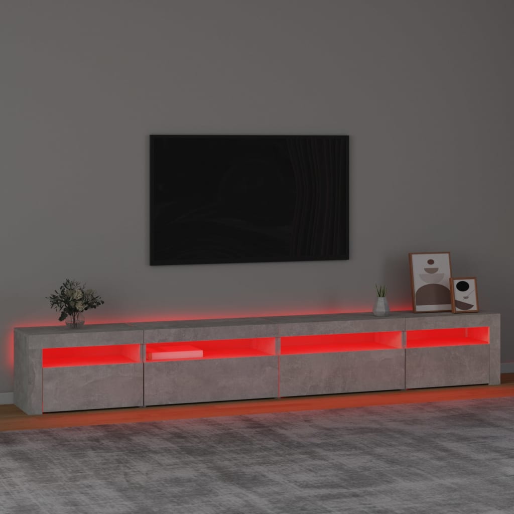 vidaXL betonszürke TV-szekrény LED lámpákkal 270x35x40 cm