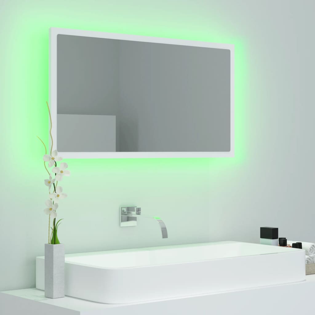 vidaXL fehér akril LED-es fürdőszobai tükör 80 x 8,5 x 37 cm
