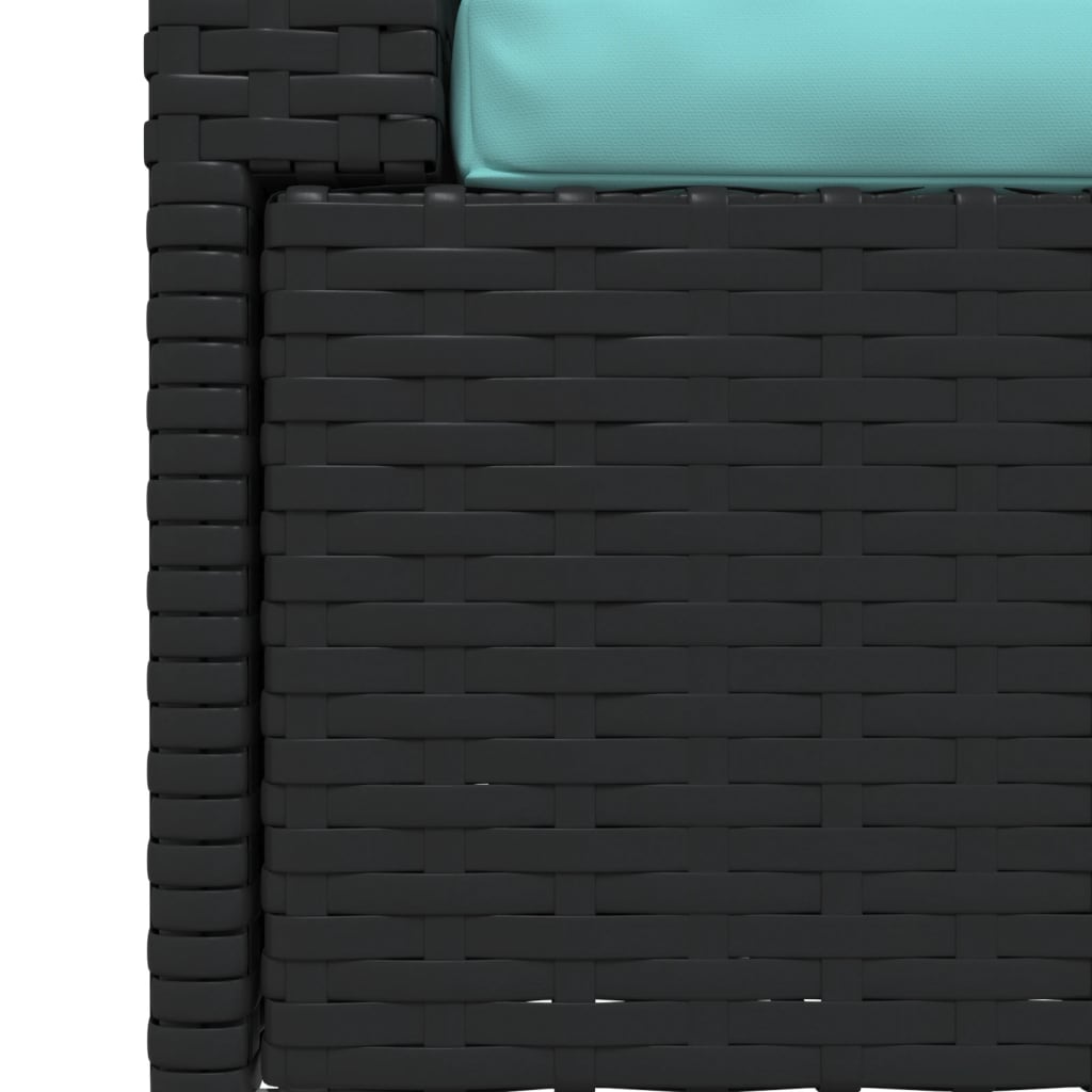 vidaXL fekete kétszemélyes polyrattan kanapé párnákkal