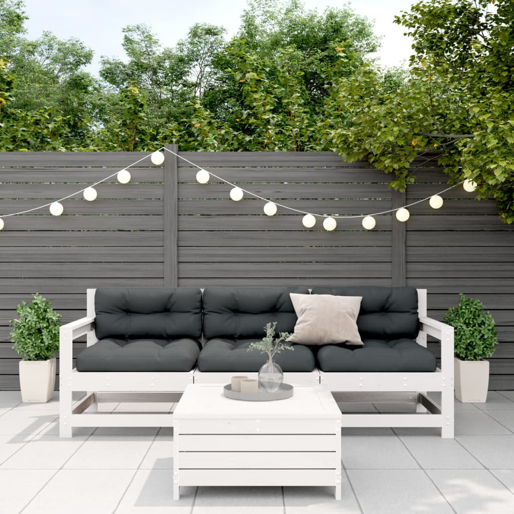 vidaXL 4 részes fehér tömör fenyőfa kerti ülőgarnitúra párnákkal