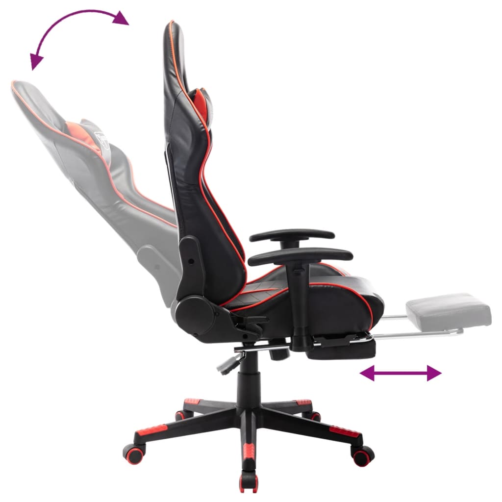 vidaXL fekete és piros műbőr gamer szék lábtámasszal