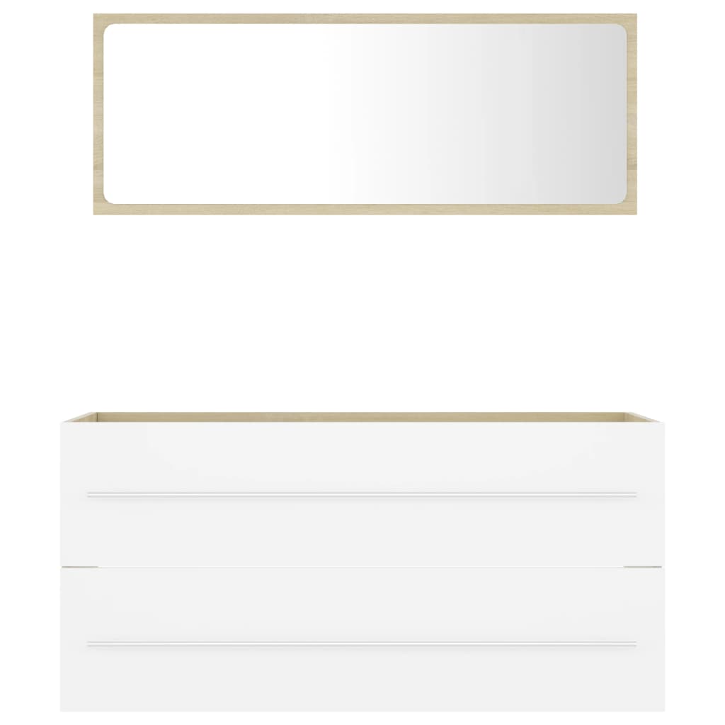 vidaXL 2 részes fehér-sonoma színű forgácslap fürdőszobai bútorszett