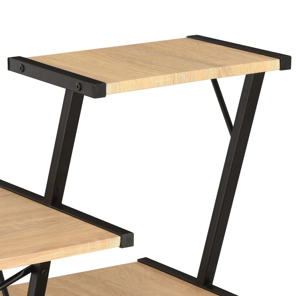 vidaXL fekete és tölgyszínű íróasztal polccal 116 x 50 x 93 cm