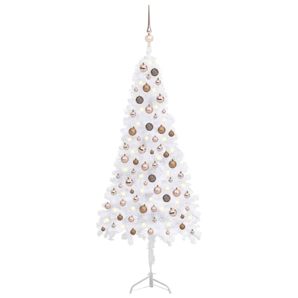vidaXL fehér PVC sarok műkarácsonyfa LED-ekkel és gömbszettel 150 cm
