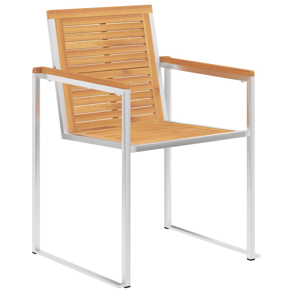 vidaXL 2 db tömör tíkfa és acél kerti szék párnával