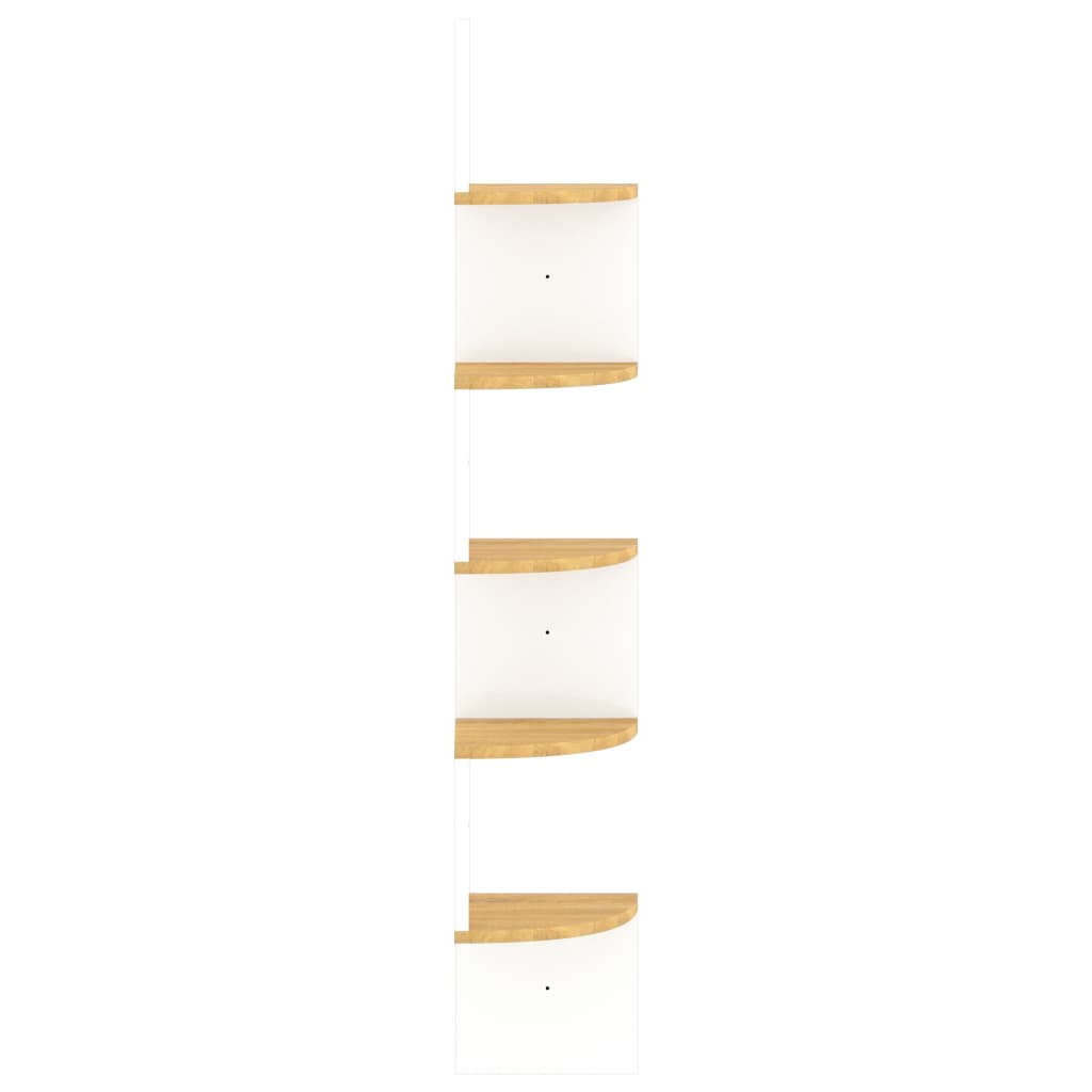 vidaXL fehér-sonoma színű szerelt fa fali sarokpolc 19 x 19 x 123 cm