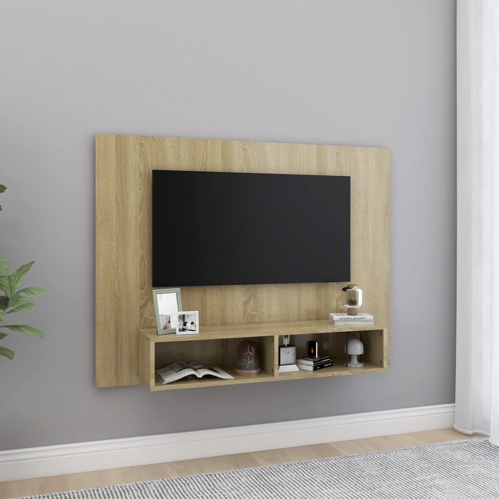 vidaXL sonoma-tölgyszínű fali forgácslap TV-szekrény 120x23,5x90 cm