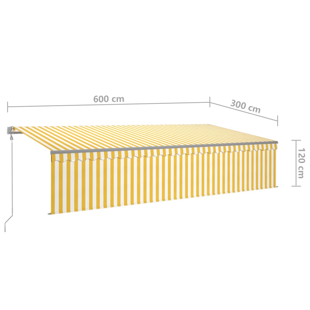vidaXL sárga és fehér automata napellenző redőnnyel 6 x 3 m