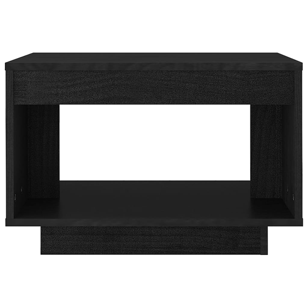 vidaXL fekete tömör fenyőfa dohányzóasztal 50 x 50 x 33,5 cm