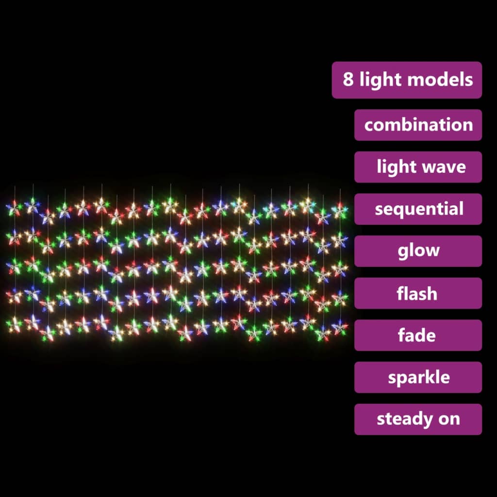 vidaXL 8 funkciós csillagdíszes fényfüggöny 500 színes LED-del