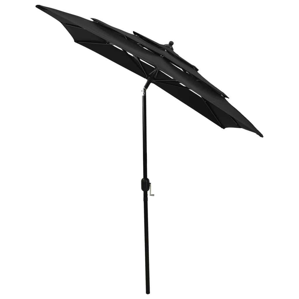 vidaXL 3 szintes fekete napernyő alumíniumrúddal 2 x 2 m