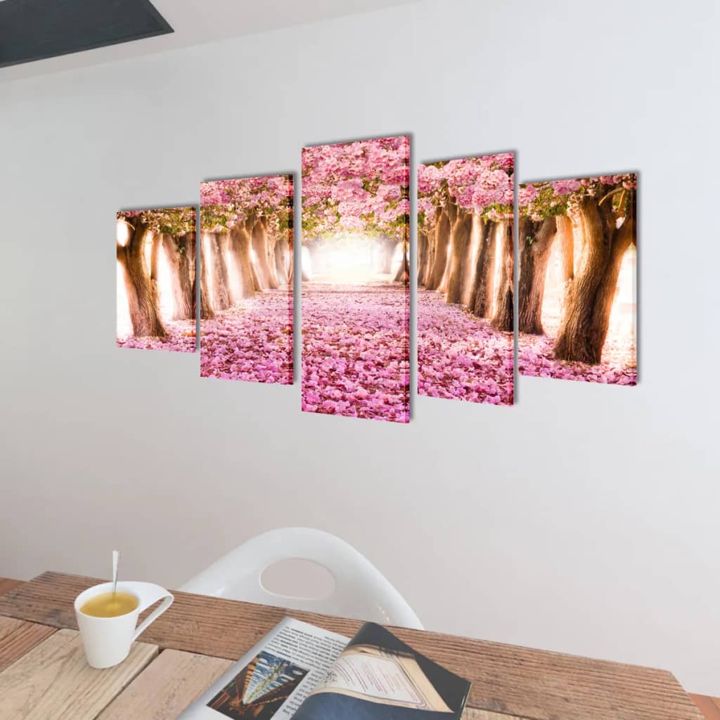 Vászon falikép szett cseresznyevirág 100 x 50 cm