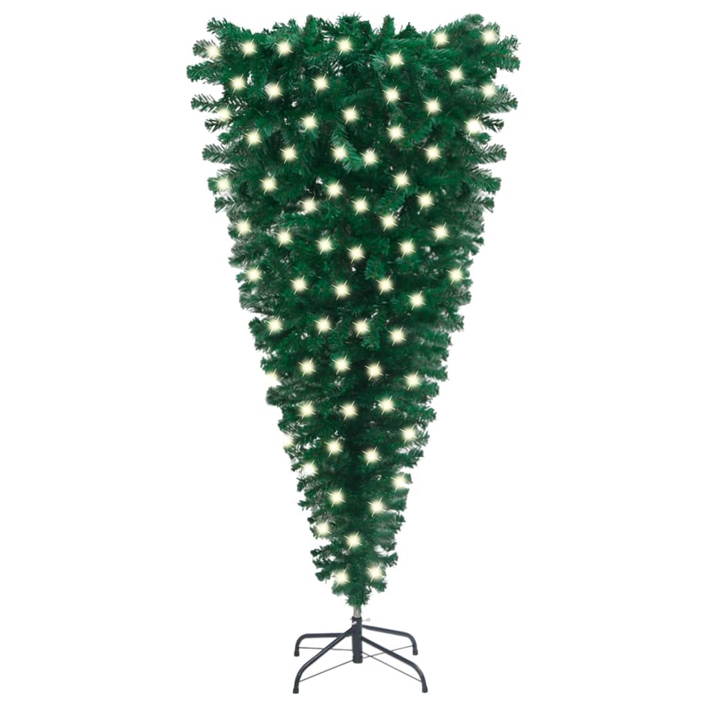 vidaXL zöld megvilágított fordított műkarácsonyfa 150 cm