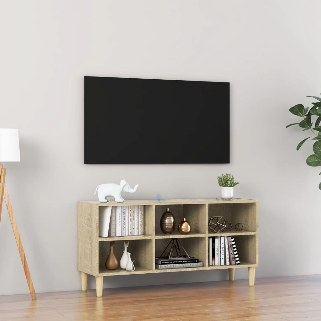 vidaXL tölgyszínű TV-szekrény tömör falábakkal 103,5 x 30 x 50 cm