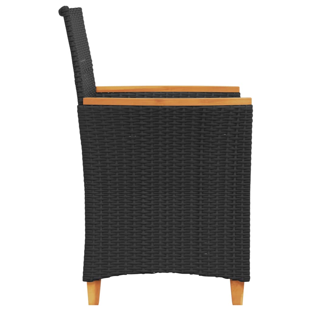 vidaXL 2 db fekete polyrattan és tömör fa kerti szék párnával