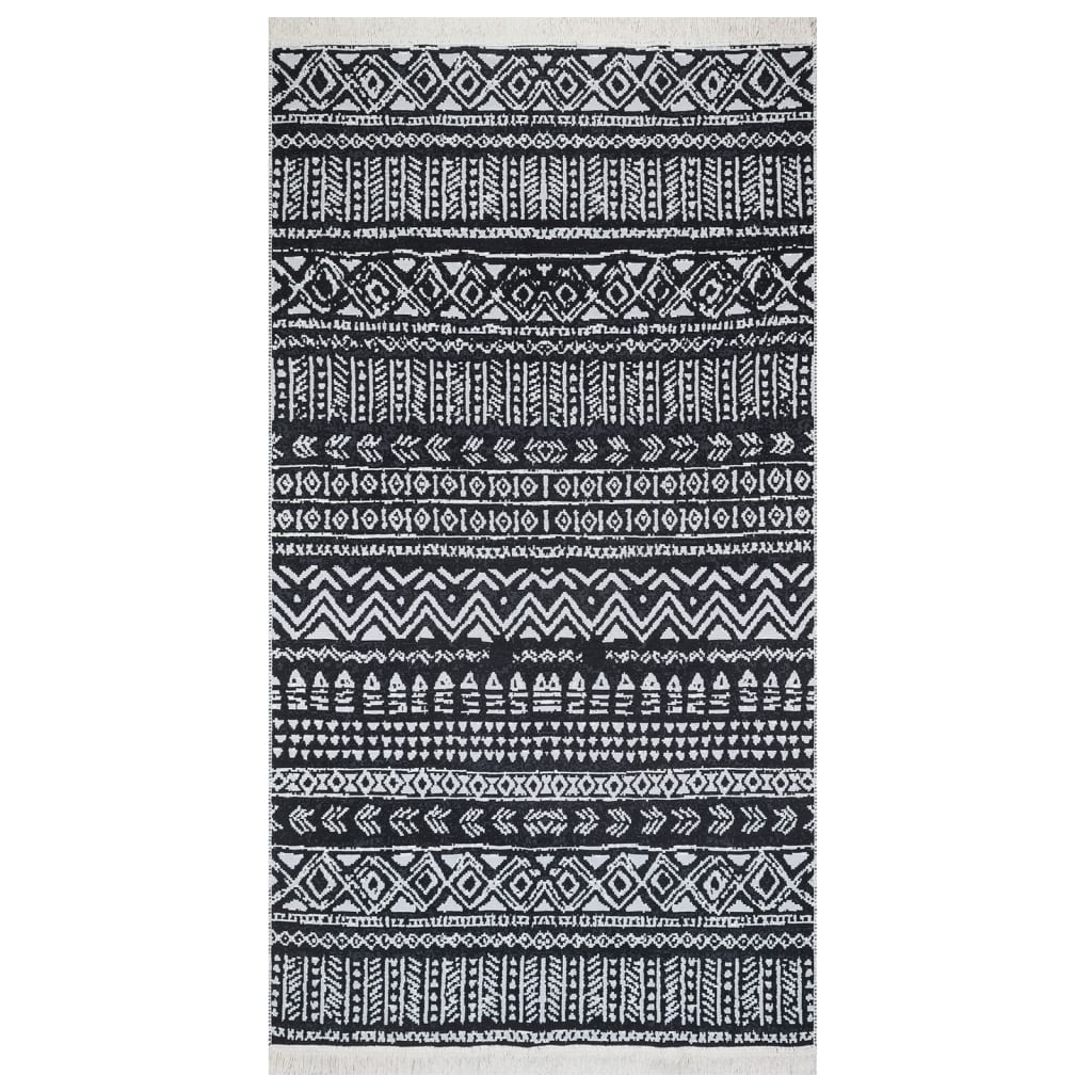 vidaXL fekete-fehér pamutszőnyeg 120 x 180 cm
