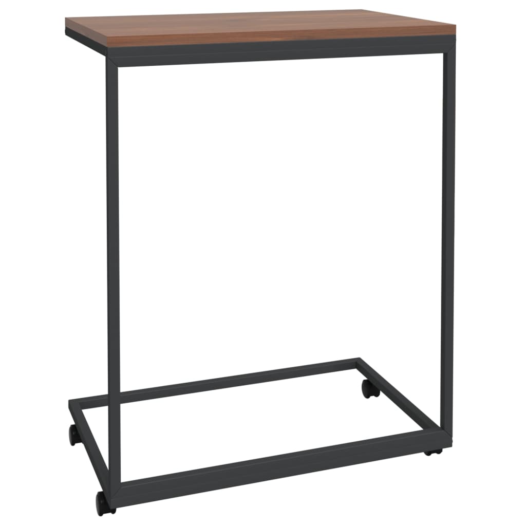 vidaXL fekete szerelt fa kisasztal kerekekkel 55x35x70 cm