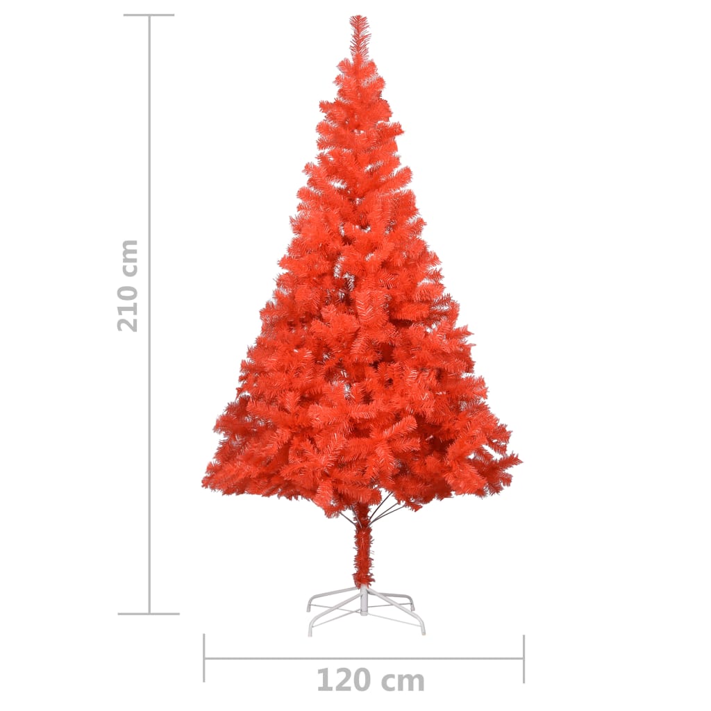 vidaXL piros PVC megvilágított műkarácsonyfa gömb szettel 210 cm