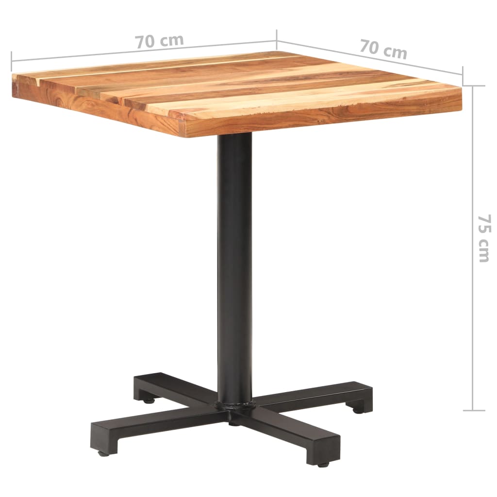 vidaXL négyszögű tömör akácfa bisztróasztal 70 x 70 x 75 cm