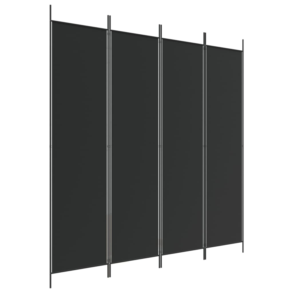 vidaXL 4 paneles fekete szövet térelválasztó 200 x 200 cm