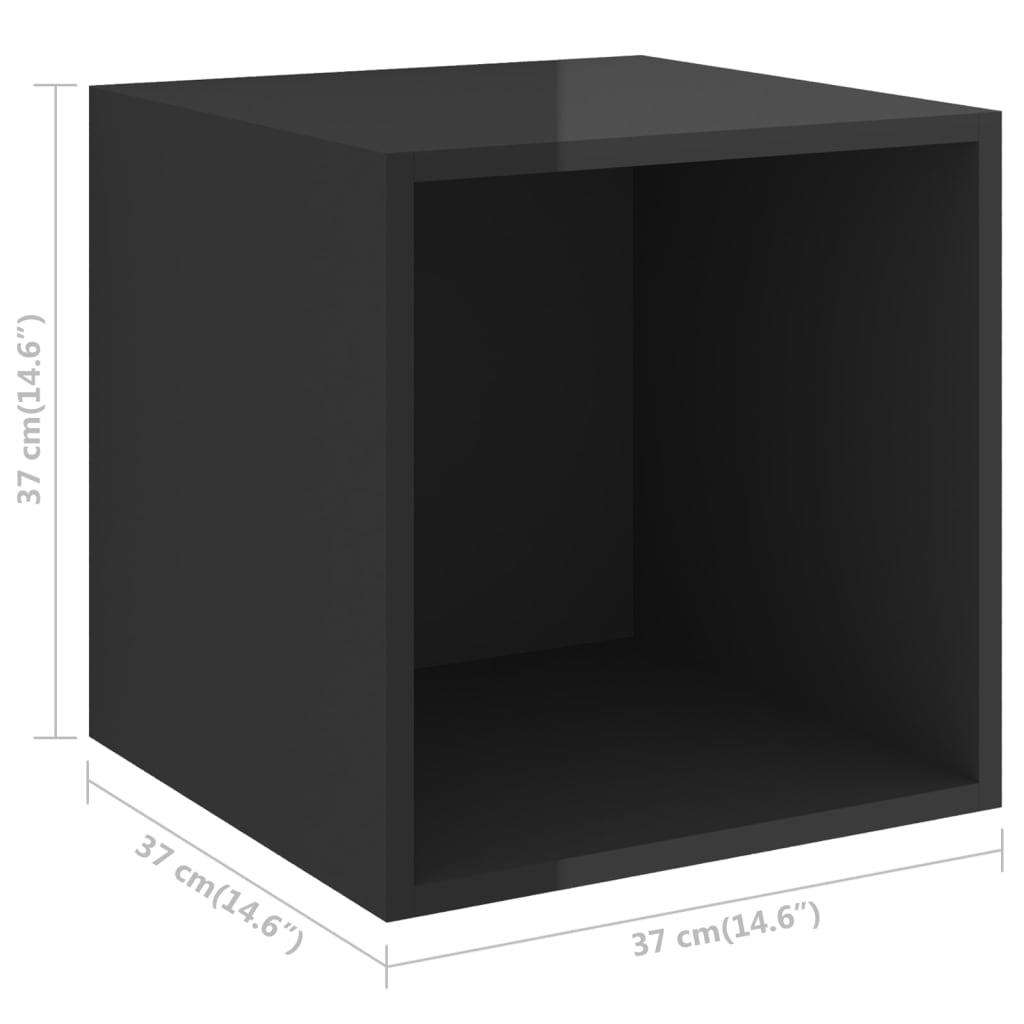 vidaXL 2 részes magasfényű fekete forgácslap TV-szekrény szett