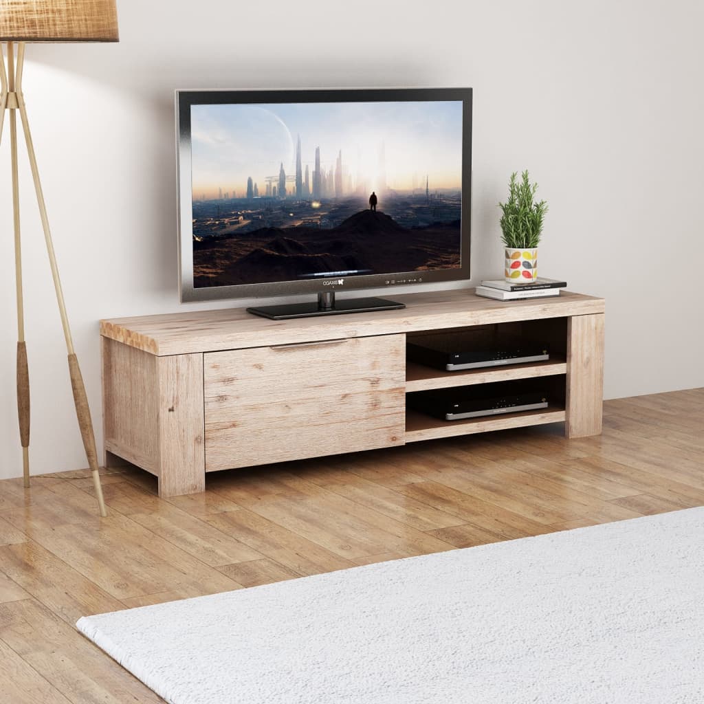 vidaXL Tömör csiszolt akácfa TV-állvány 140x38x40 cm
