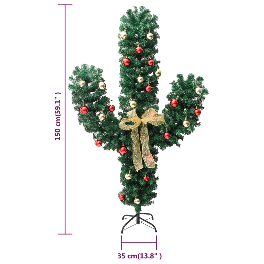 vidaXL zöld PVC karácsonyi kaktusz állvánnyal és LED-del 150 cm