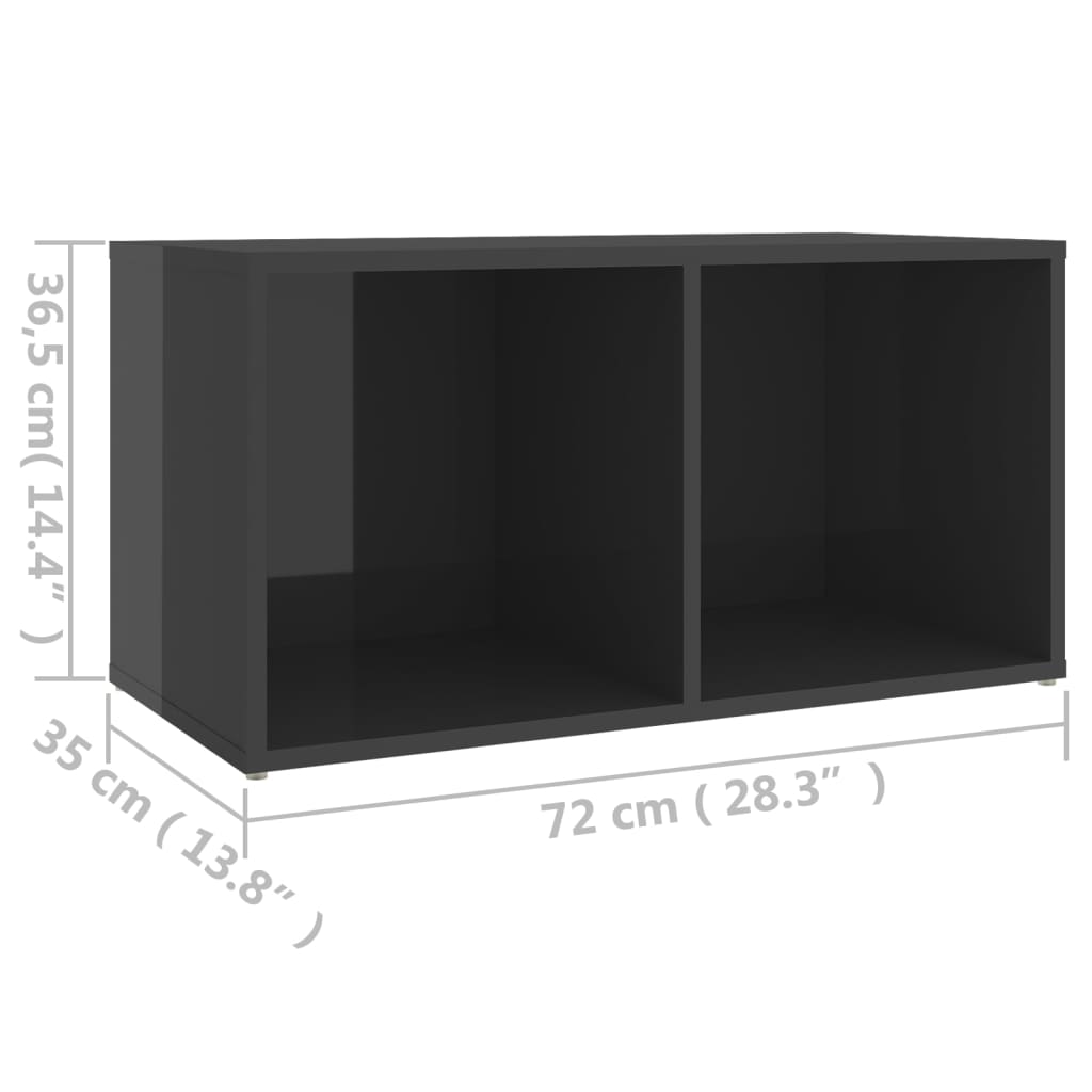 vidaXL magasfényű szürke forgácslap TV-szekrény 72 x 35 x 36,5 cm