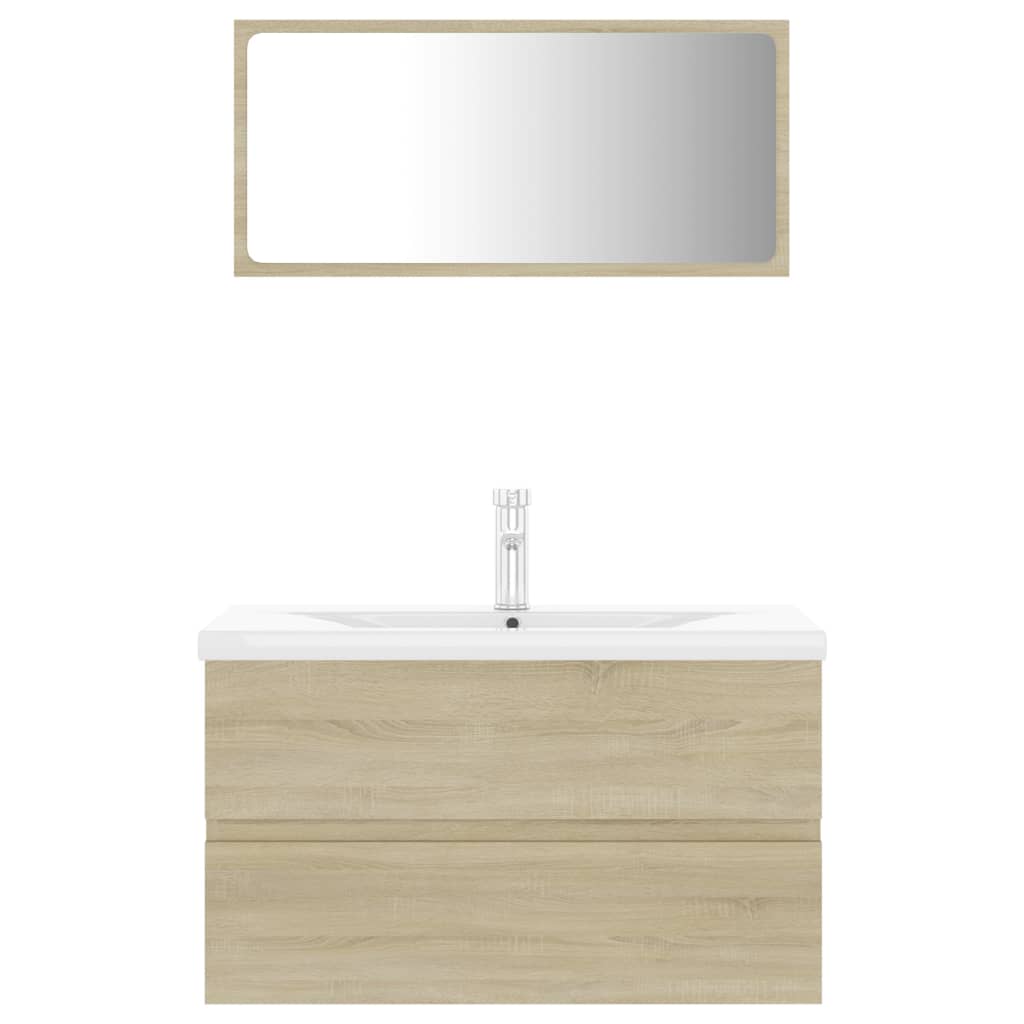 vidaXL sonoma-tölgy színű szerelt fa fürdőszobai bútorszett