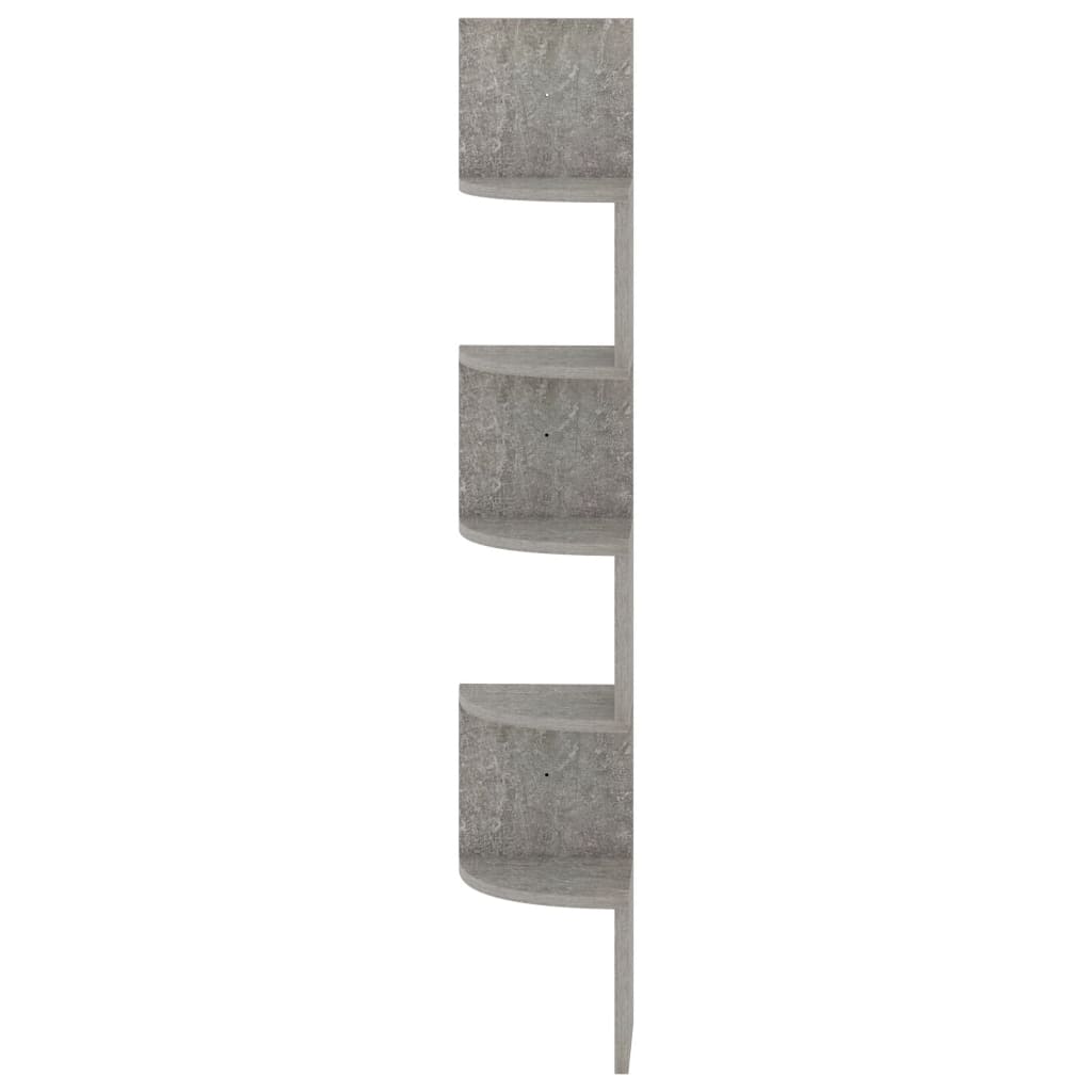 vidaXL betonszürke szerelt fa fali sarokpolc 19 x 19 x 123 cm