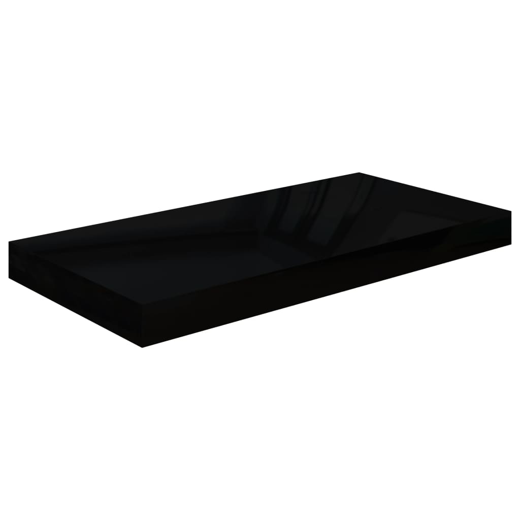 vidaXL magasfényű fekete MDF lebegő fali polc 50 x 23 x 3,8 cm