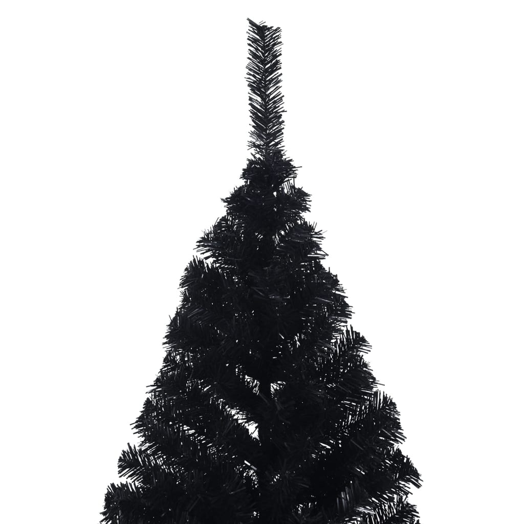 vidaXL fekete PVC fél műkarácsonyfa állvánnyal 210 cm