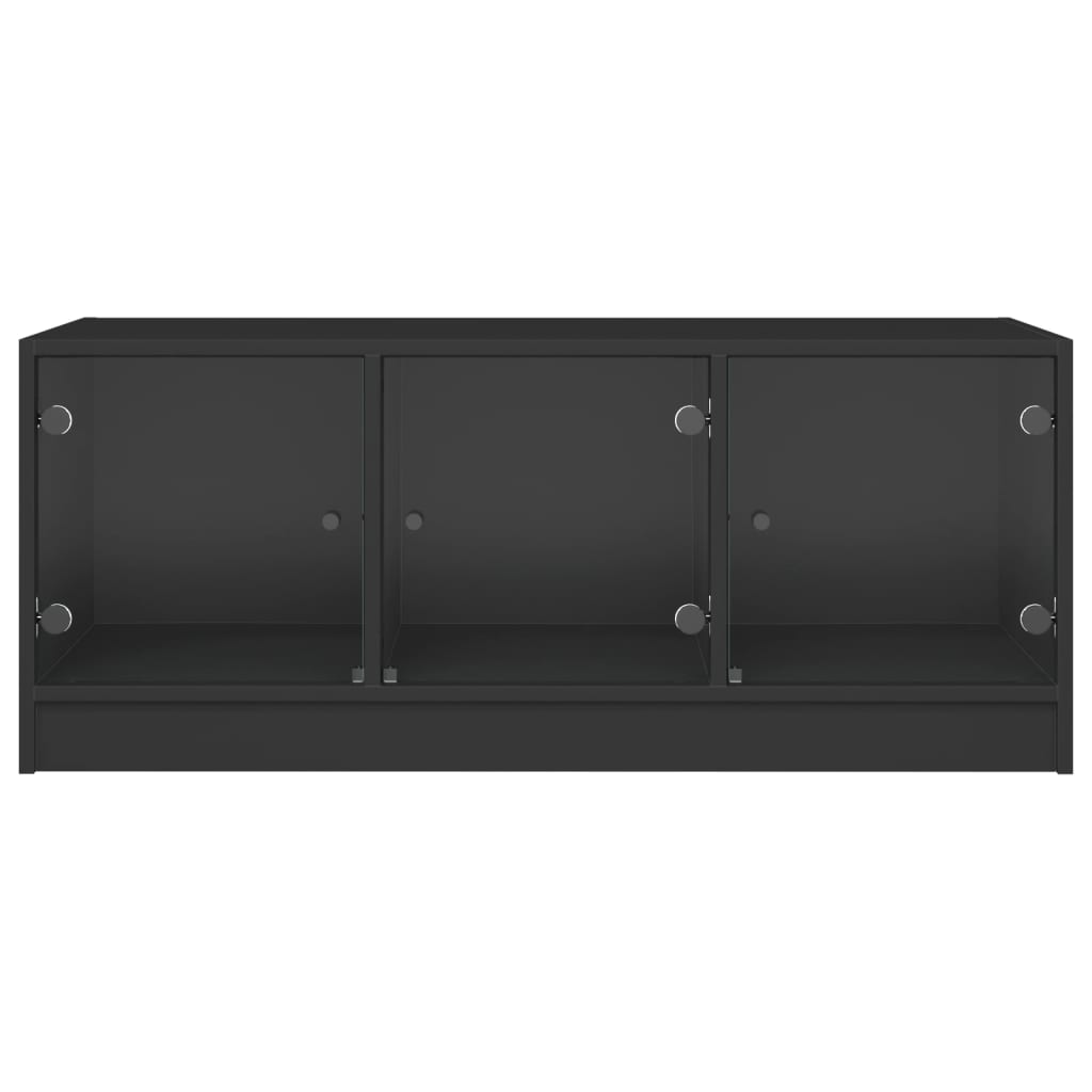 vidaXL fekete dohányzóasztal üvegajtókkal 102 x 50 x 42 cm