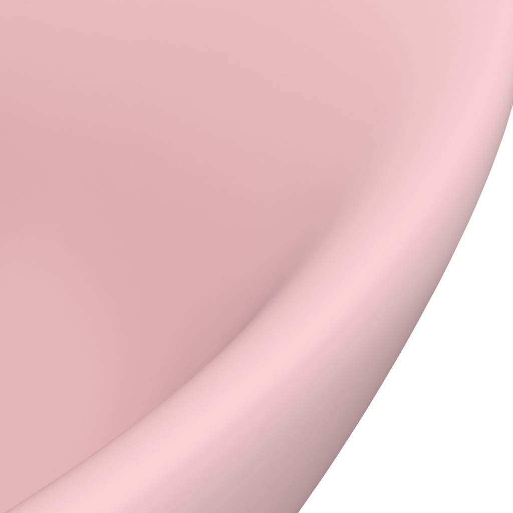 vidaXL ovális matt rózsaszín kerámia mosdókagyló túlfolyóval 58,5x39cm