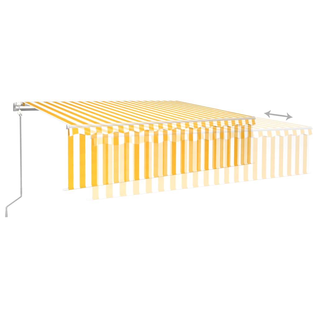 vidaXL sárga-fehér redőnyös, LED-es, szélérzékelős napellenző 6x3 m