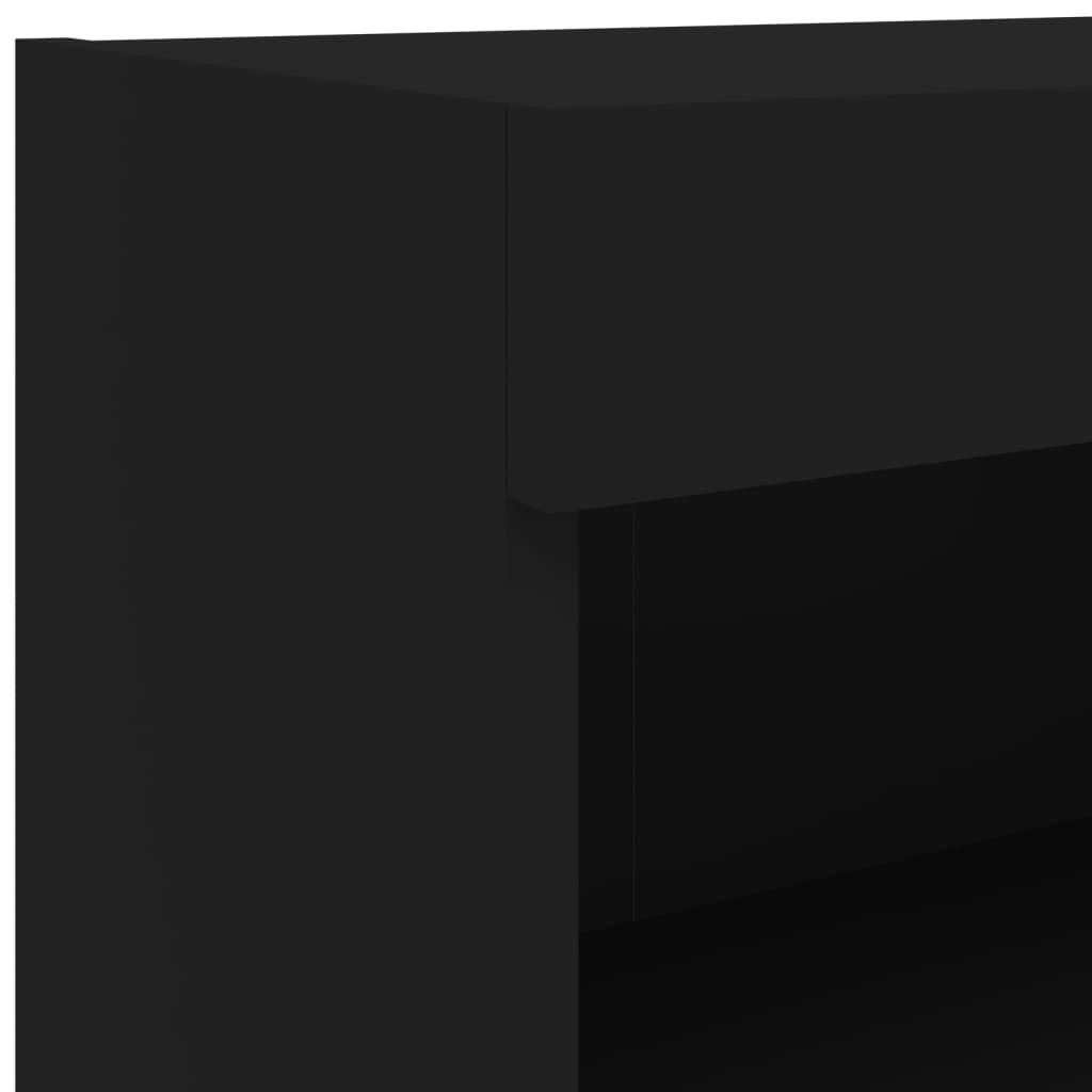 vidaXL 7 darabos fekete falra szerelhető TV-szekrényszett LED-ekkel