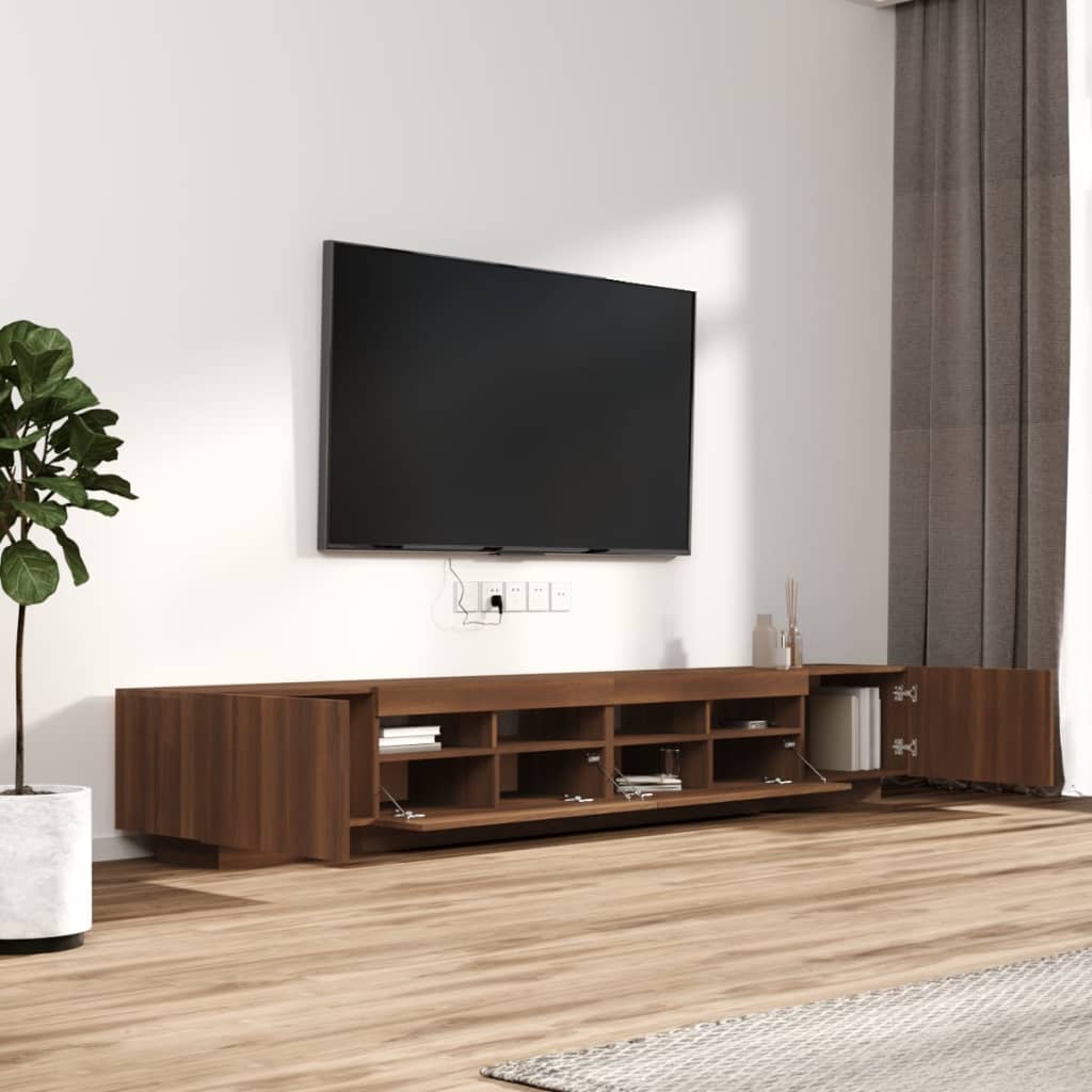 vidaXL 3 részes barna tölgyszínű fa TV-szekrény szett LED-lámpákkal