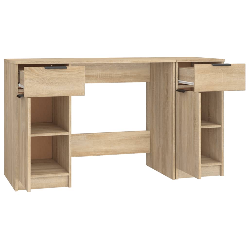 vidaXL sonoma-tölgyszínű szerelt fa íróasztal szekrénnyel